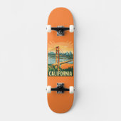 Cityscape California Opvallend Vector Ontwerp Persoonlijk Skateboard (Voorkant)