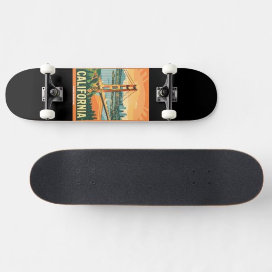 Cityscape California Opvallend Vector Ontwerp Persoonlijk Skateboard (Horizontaal)