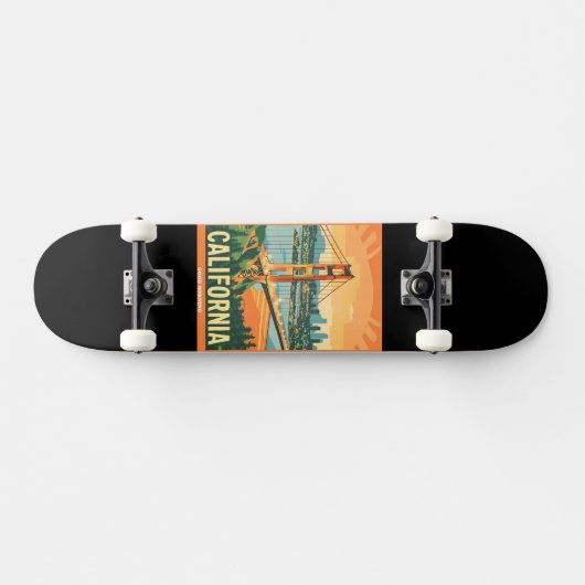 Cityscape California Opvallend Vector Ontwerp Persoonlijk Skateboard (Horizontaal)