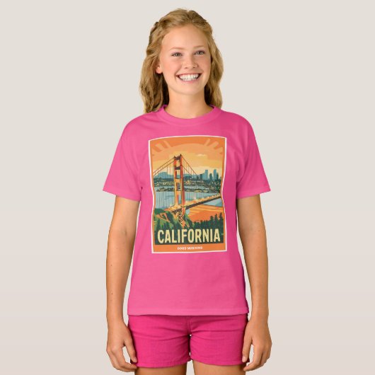Cityscape California Opvallend Vector Ontwerp T-shirt (Voorkant volledig)
