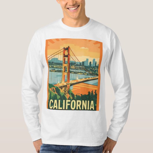 Cityscape California Opvallend Vector Ontwerp T-shirt (Voorkant)