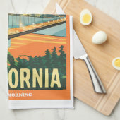 Cityscape California Opvallend Vector Ontwerp Theedoek (Quarter Fold)