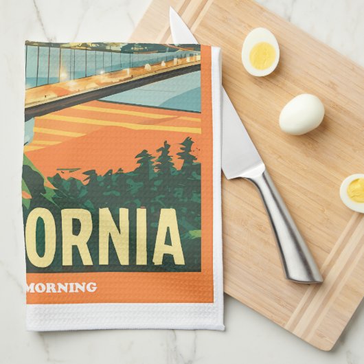 Cityscape California Opvallend Vector Ontwerp Theedoek (Quarter Fold)