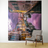 Cityscape Canal at Dusk Tapestry Wandkleed (In situ)