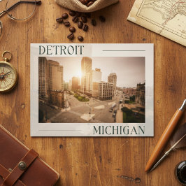 Cityscape Charm: Detroit's Impressies Briefkaart