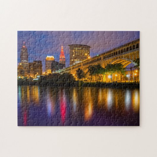 Cityscape Cleveland Tourism City Midwest City Skyl Legpuzzel (Horizontaal)