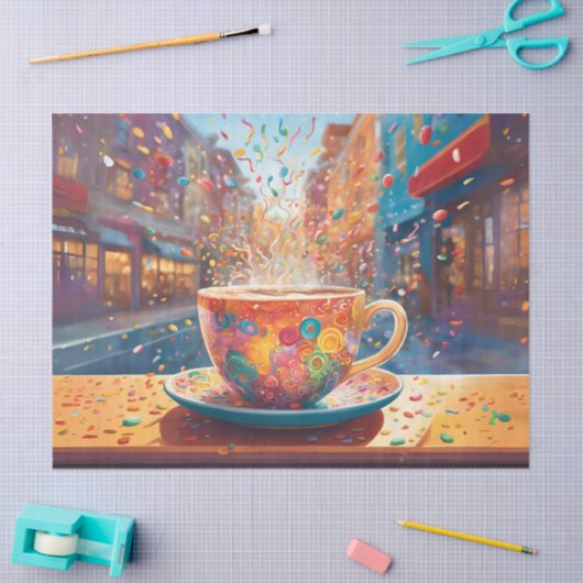 Cityscape Coffee Whimsy Tissuepapier (Craft)
