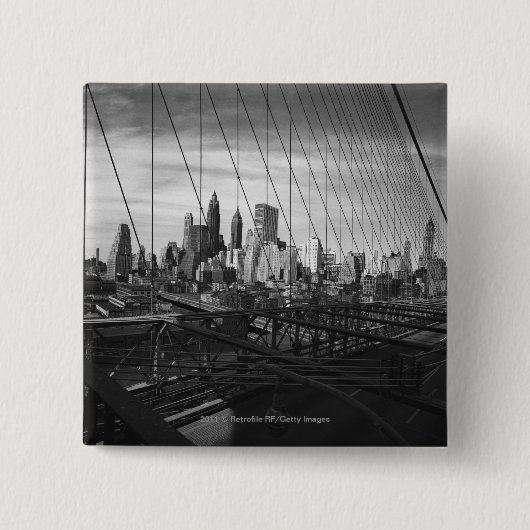 Cityscape door brugkabels vierkante button 5,1 cm (Voorkant)