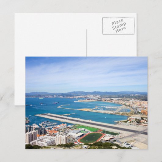 Cityscape en Airport Runway van Gibraltar vanaf Bo Briefkaart (Voorkant / Achterkant)