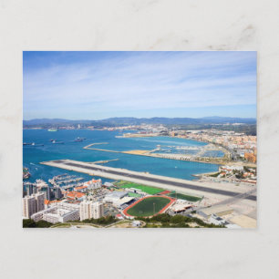 Cityscape en Airport Runway van Gibraltar vanaf Bo Briefkaart