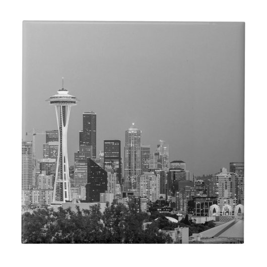 cityscape en White Seattle Tegeltje (Voorkant)