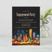 Cityscape Engagement Party Kaart (Staand voorkant)