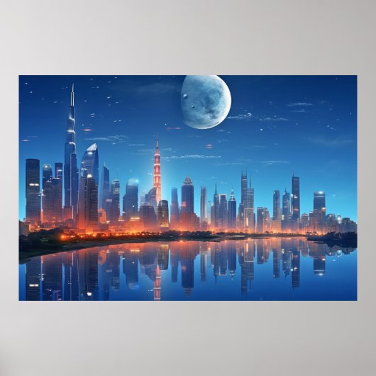 Cityscape Futuristisch Modern Landschap Poster (Voorkant)