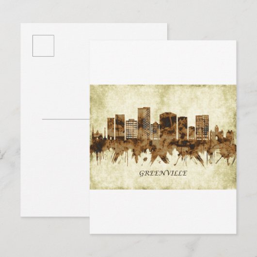 Cityscape Greenville South Carolina Uitnodiging Briefkaart (Voorkant / Achterkant)