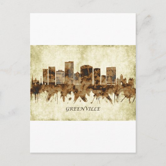 Cityscape Greenville South Carolina Uitnodiging Briefkaart (Voorkant)