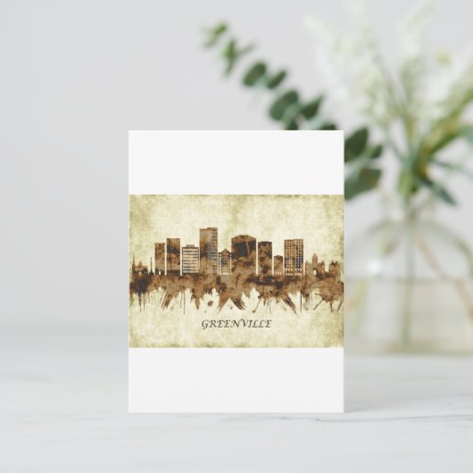 Cityscape Greenville South Carolina Uitnodiging Briefkaart (Staand voorkant)