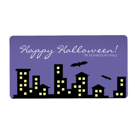 Cityscape Halloween Etiket (Voorkant)
