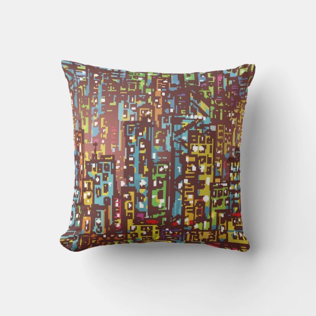Cityscape hand getekende illustrationart, straat,  kussen (Voorkant)