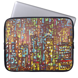 Cityscape hand getekende illustrationart, straat,  laptop sleeve