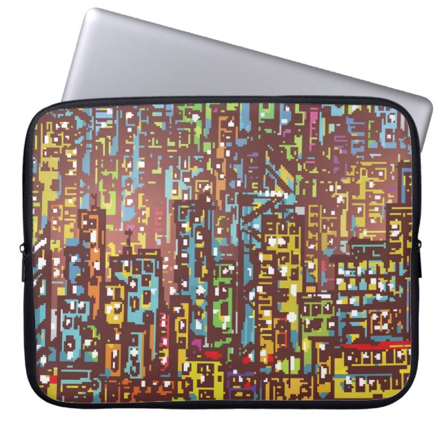 Cityscape hand getekende illustrationart, straat,  laptop sleeve (Voorkant)