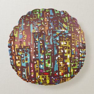 Cityscape hand getekende illustrationart, straat, rond kussen