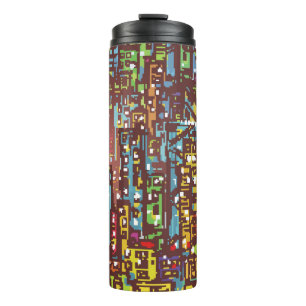 Cityscape hand getekende illustrationart, straat, thermosbeker
