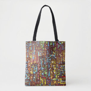 Cityscape hand getekende illustrationart, straat, tote bag