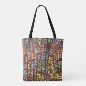 Cityscape hand getekende illustrationart, straat, tote bag (Achterkant)