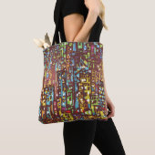 Cityscape hand getekende illustrationart, straat, tote bag (Dichtbij)