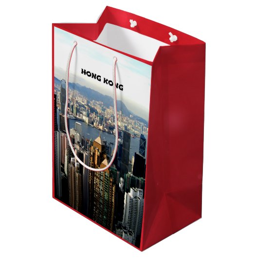 Cityscape Hong Kong Medium Cadeauzakje (Achterkant Gekanteld)