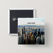 Cityscape Hong Kong Vierkante Button 5,1 Cm (Voorkant /achterkant)