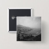 Cityscape in de haven B&W verhoogd uitzicht Vierkante Button 5,1 Cm (Voorkant /achterkant)