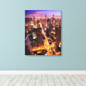 Cityscape in de nacht van Chicago Canvas Afdruk (Insitu (Houten vloer))