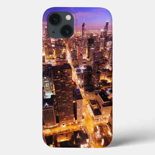 Cityscape in de nacht van Chicago Case-Mate iPhone Case (Achterkant)