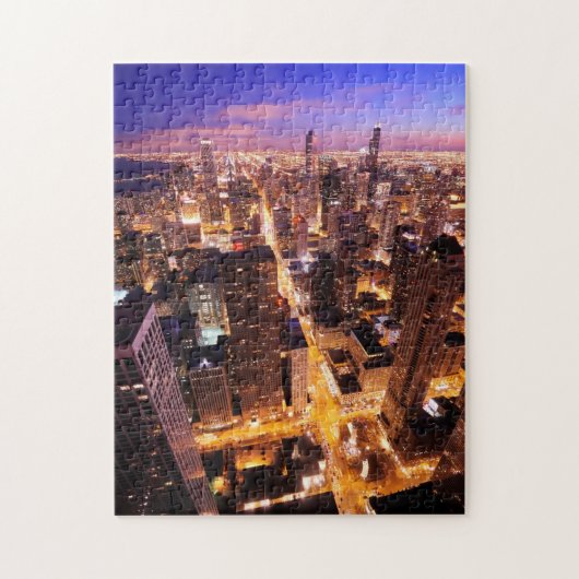 Cityscape in de nacht van Chicago Legpuzzel (Verticaal)