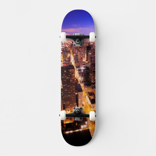 Cityscape in de nacht van Chicago Persoonlijk Skateboard (Voorkant)