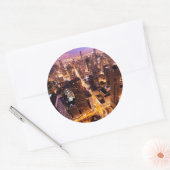 Cityscape in de nacht van Chicago Ronde Sticker (Envelop)