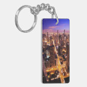 Cityscape in de nacht van Chicago Sleutelhanger (Voorkant Links)