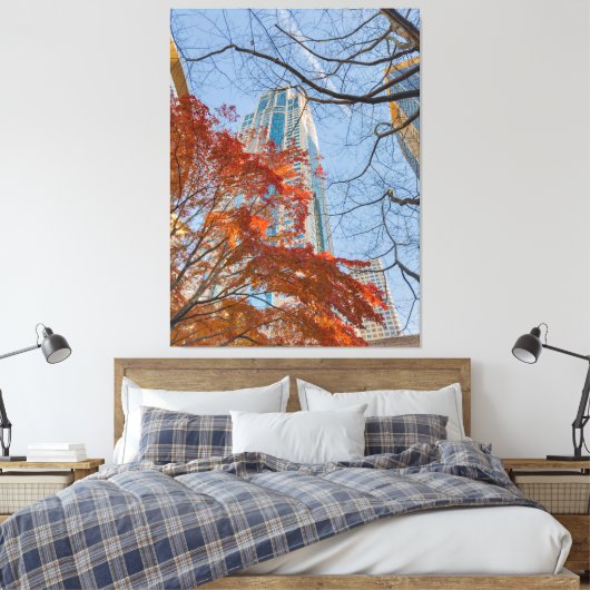 Cityscape in herfstkleuren canvas afdruk (Insitu (Slaapkamer))