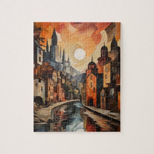 Cityscape in Warme Tonen Puzzel (Verticaal)