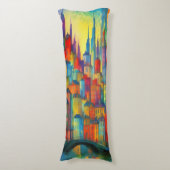 Cityscape Kleurrijke Generatieve Kunst Schilderen Lichaamskussen (Voorkant Verticaal)