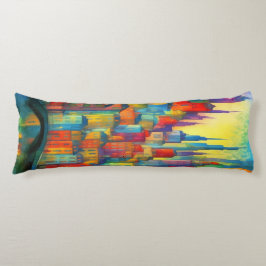 Cityscape Kleurrijke Generatieve Kunst Schilderen Lichaamskussen