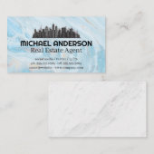 Cityscape Logo | Blauwe marmer Visitekaartje (Voorkant / Achterkant)