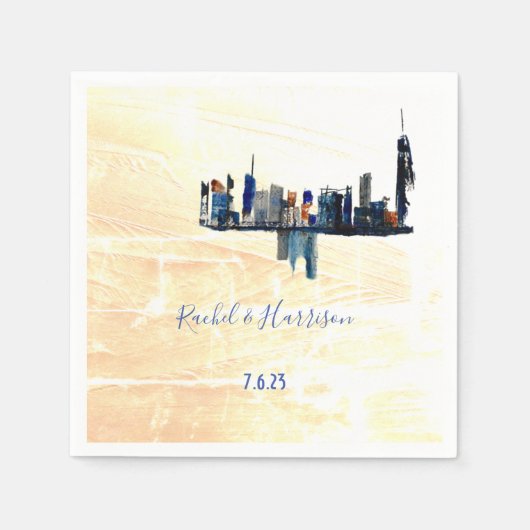 Cityscape London Painted Landscape Wedding Servet (Voorkant)