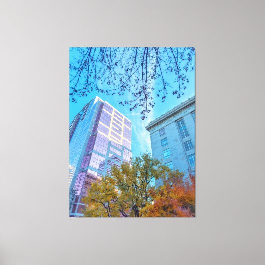Cityscape met Herfst Foliage Canvas Afdruk (Voorkant)