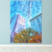 Cityscape met Herfst Foliage Canvas Afdruk (Insitu (Houten vloer))