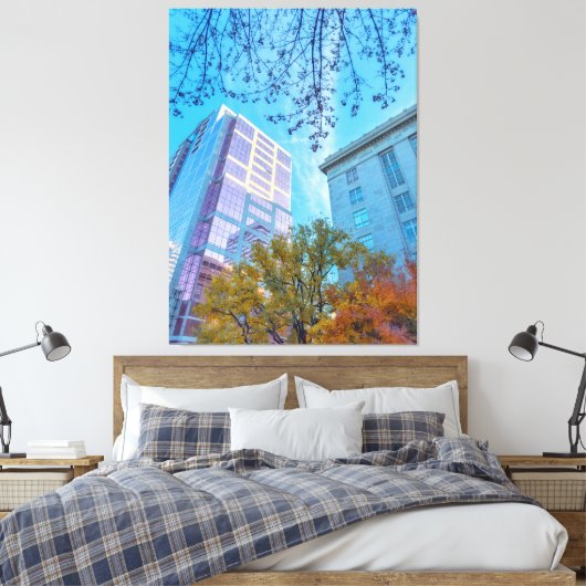 Cityscape met Herfst Foliage Canvas Afdruk (Insitu (Slaapkamer))