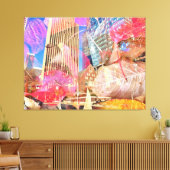 Cityscape met rode herfstbladeren Abstract overtro Canvas Afdruk (Insitu (Woonkamer))