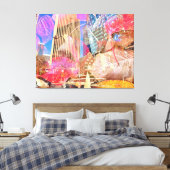 Cityscape met rode herfstbladeren Abstract overtro Canvas Afdruk (Insitu (Slaapkamer))