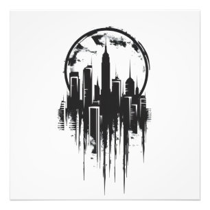 Cityscape monochromatische Logo Foto Afdruk